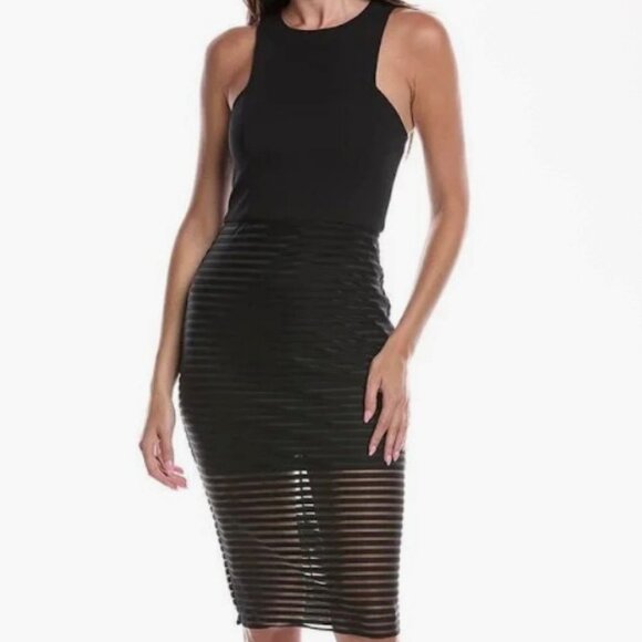 Adrianna Papell Shadow Stripe Midi Dress sz 10 with stretch - Picture 1 of 6